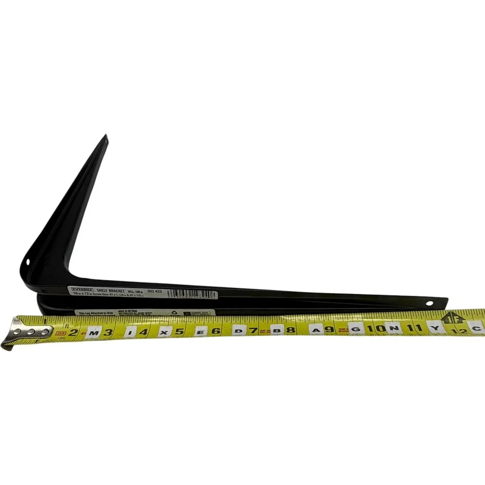 Everbilt 203 423 Shelf Bracket 10 in x 12 in Black Metal 100lb Capacity New